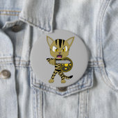 Badge Rond 10 Cm Chat guerrier Chibi (En situation)