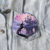 Badge Rond 10 Cm Château Licorne (En situation)