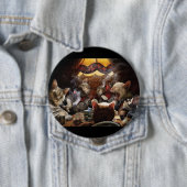 Badge Rond 10 Cm Chats jouant au poker (En situation)