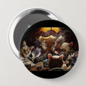 Badge Rond 10 Cm Chats jouant au poker (Devant & derrière)