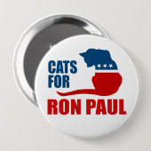 BADGE ROND 10 CM CHATS POUR RON PAUL (Devant & derrière)