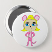Badge Rond 10 Cm chatte rose (Devant & derrière)