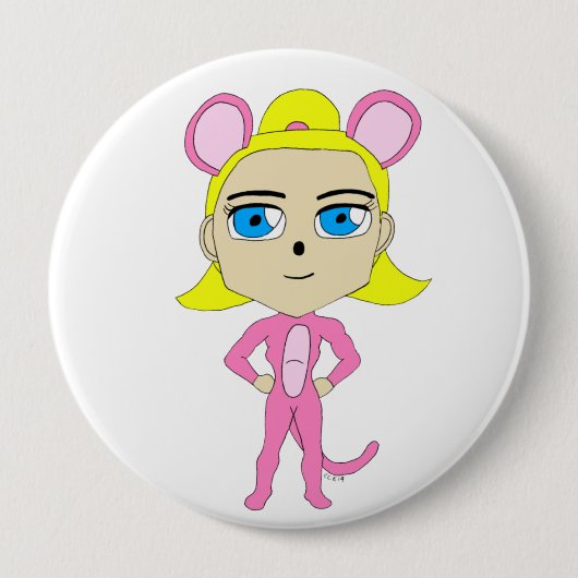 Badge Rond 10 Cm chatte rose (Devant)