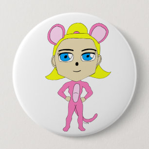 Badge Rond 10 Cm chatte rose