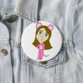 Badge Rond 10 Cm chatte rose (En situation)