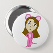 Badge Rond 10 Cm chatte rose (Devant & derrière)