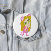 Badge Rond 10 Cm chatte rose (En situation)