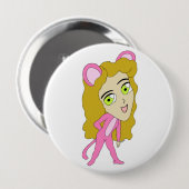 Badge Rond 10 Cm chatte rose (Devant & derrière)