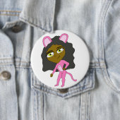 Badge Rond 10 Cm chatte rose (En situation)