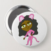 Badge Rond 10 Cm chatte rose (Devant & derrière)