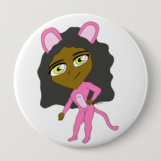 Badge Rond 10 Cm chatte rose (Devant)