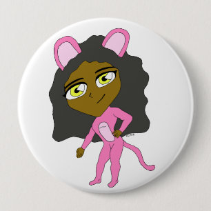 Badge Rond 10 Cm chatte rose
