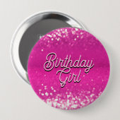 Badge Rond 10 Cm Chaud Rose Parties scintillant Bokee Texte personn (Devant & derrière)