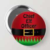 Badge Rond 10 Cm Chef Elfe Christmas Red Green (Devant & derrière)