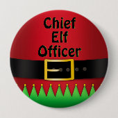 Badge Rond 10 Cm Chef Elfe Christmas Red Green (Devant)