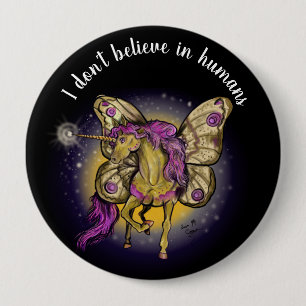 Badge Rond 10 Cm Cheval Fairy Jaune Empereur Moth