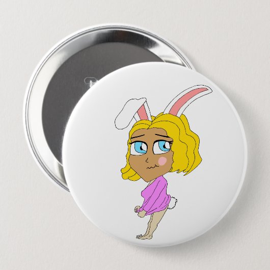 Badge Rond 10 Cm chibi bunnygirl (Devant & derrière)