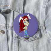 Badge Rond 10 Cm Chibi Bunnygirl donne des pouces (En situation)