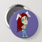 Badge Rond 10 Cm Chibi Bunnygirl donne des pouces (Devant & derrière)