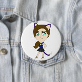 Badge Rond 10 Cm chibi catgirl (En situation)