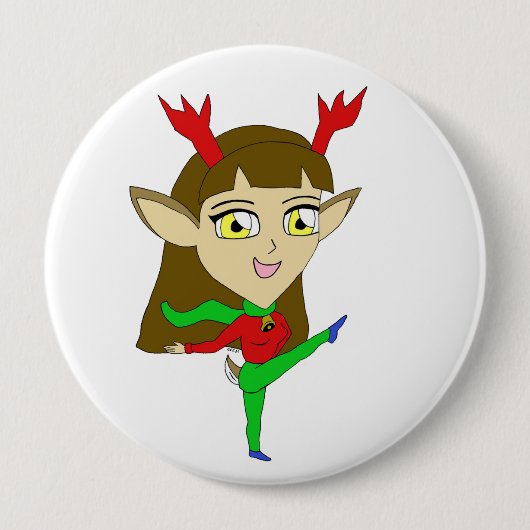 Badge Rond 10 Cm chibi danser la fille de rennes (Devant)