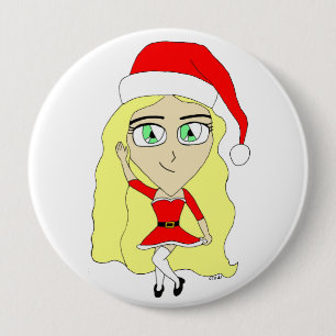 Badge Rond 10 Cm Chibi de Noël