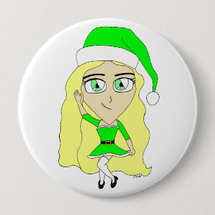 Badge Rond 10 Cm Chibi de Noël