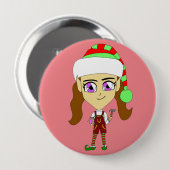 Badge Rond 10 Cm chibi elf (Devant & derrière)