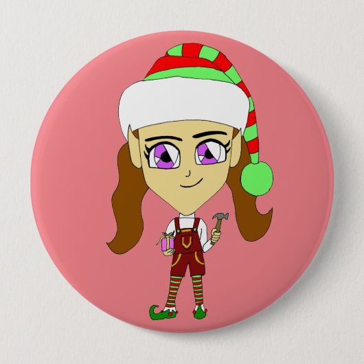 Badge Rond 10 Cm chibi elf (Devant)