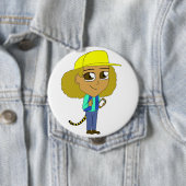Badge Rond 10 Cm chibi fille avec queue de tigre (En situation)