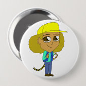 Badge Rond 10 Cm chibi fille avec queue de tigre (Devant & derrière)