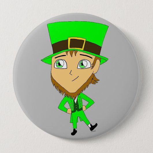 Badge Rond 10 Cm chibi leprechaun (Devant)