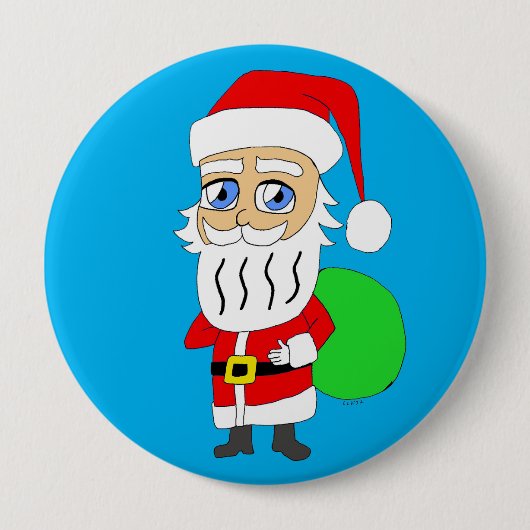 Badge Rond 10 Cm Chibi Santa Claus (Devant)