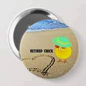 Badge Rond 10 Cm Chick retraité à la plage (Devant & derrière)