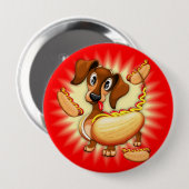 Badge Rond 10 Cm Chien chaud Dachshund (Devant & derrière)