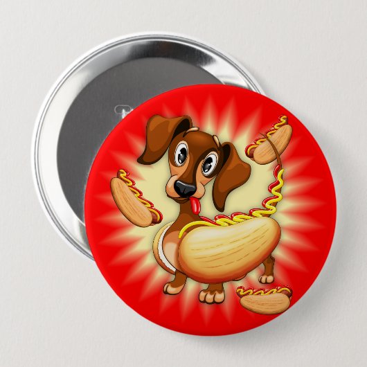 Badge Rond 10 Cm Chien chaud Dachshund (Devant & derrière)