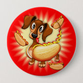Badge Rond 10 Cm Chien chaud Dachshund (Devant)