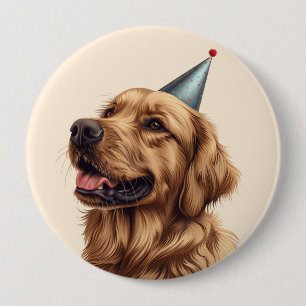 Badge Rond 10 Cm Chien d'or de l'épreuve d'anniversaire