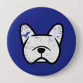 Badge Rond 10 Cm Chien-taureau français blanc et déprimé (Devant)