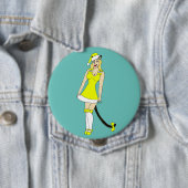 Badge Rond 10 Cm Chiffre de Noël jaune (En situation)