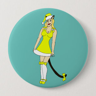 Badge Rond 10 Cm Chiffre de Noël jaune