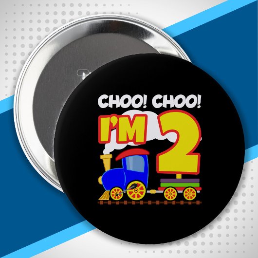 Badge Rond 10 Cm Choo Choo Train 2nd Birthday Choo Choo I'm 2