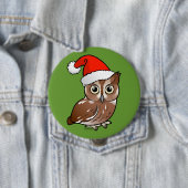 Badge Rond 10 Cm Chouette de l'Est Père Noël (En situation)