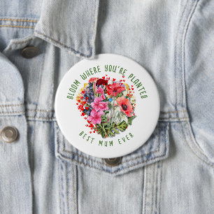 Badge Rond 10 Cm Christian BLOOM OÙ VOUS ÊTES PLANTÉ Plante Floral