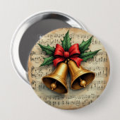 Badge Rond 10 Cm Christmas Bells on Sheet Music, (Devant & derrière)