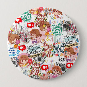 Badge Rond 10 Cm Citation motivante mignonne – Positive Kawaii