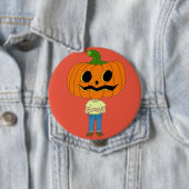 Badge Rond 10 Cm citrouille chef chibi garçon (En situation)