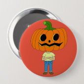 Badge Rond 10 Cm citrouille chef chibi garçon (Devant & derrière)