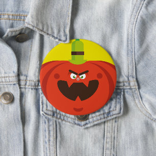Badge Rond 10 Cm citrouille d'halloween affamé