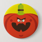 Badge Rond 10 Cm citrouille d'halloween affamé (Devant)